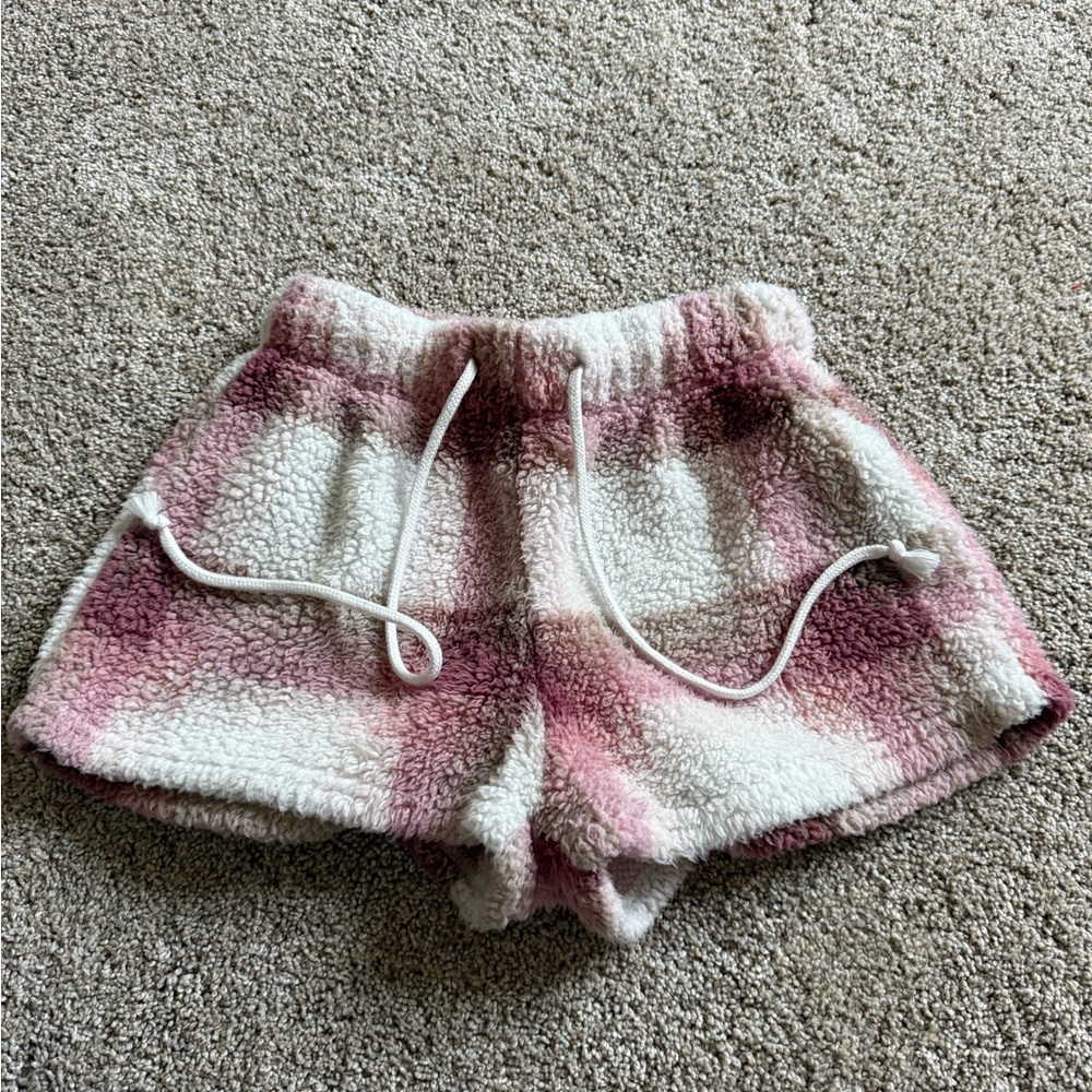 Cozy Plaid Sherpa Shorts